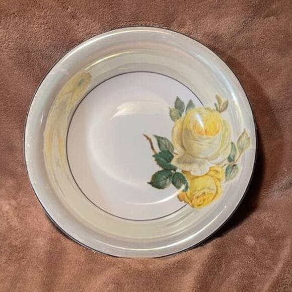 Vintage Z S & Co Bavaria Lusterware Yellow Rose Porcelain 10" Serving Bowl-1930s - Picture 1 of 5